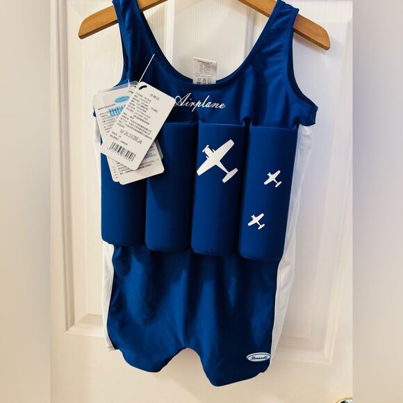 Safety swimwear NWT in blue with airplanes
